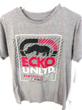 Ecko Unltd- Men’s Large Gray Graphic Shirt Rhino Since 72 Size Medium